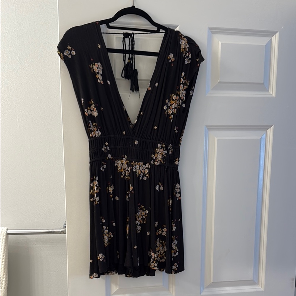 Floral Black Romper
